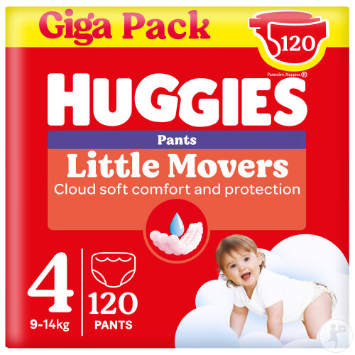Huggies Little Movers Couches Culottes Bébé Taille 4 120 Pièces