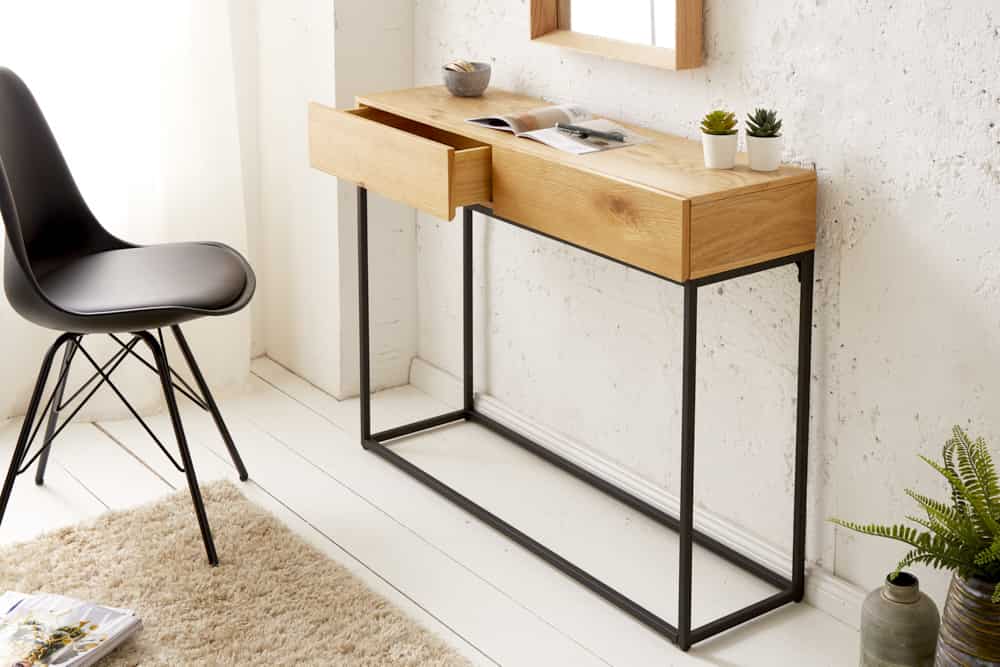 Industrial Konsolentisch ELEMENTS 100cm Eichen Optik Laptoptisch mit Schubladen
