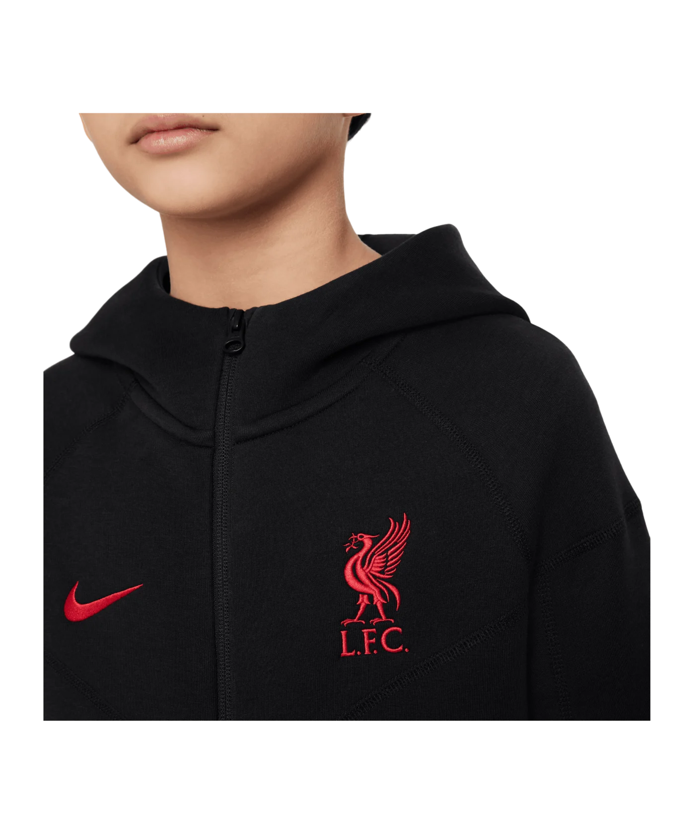 Nike FC Liverpool Tech Fleece Kapuzenjacke Kids Schwarz F010