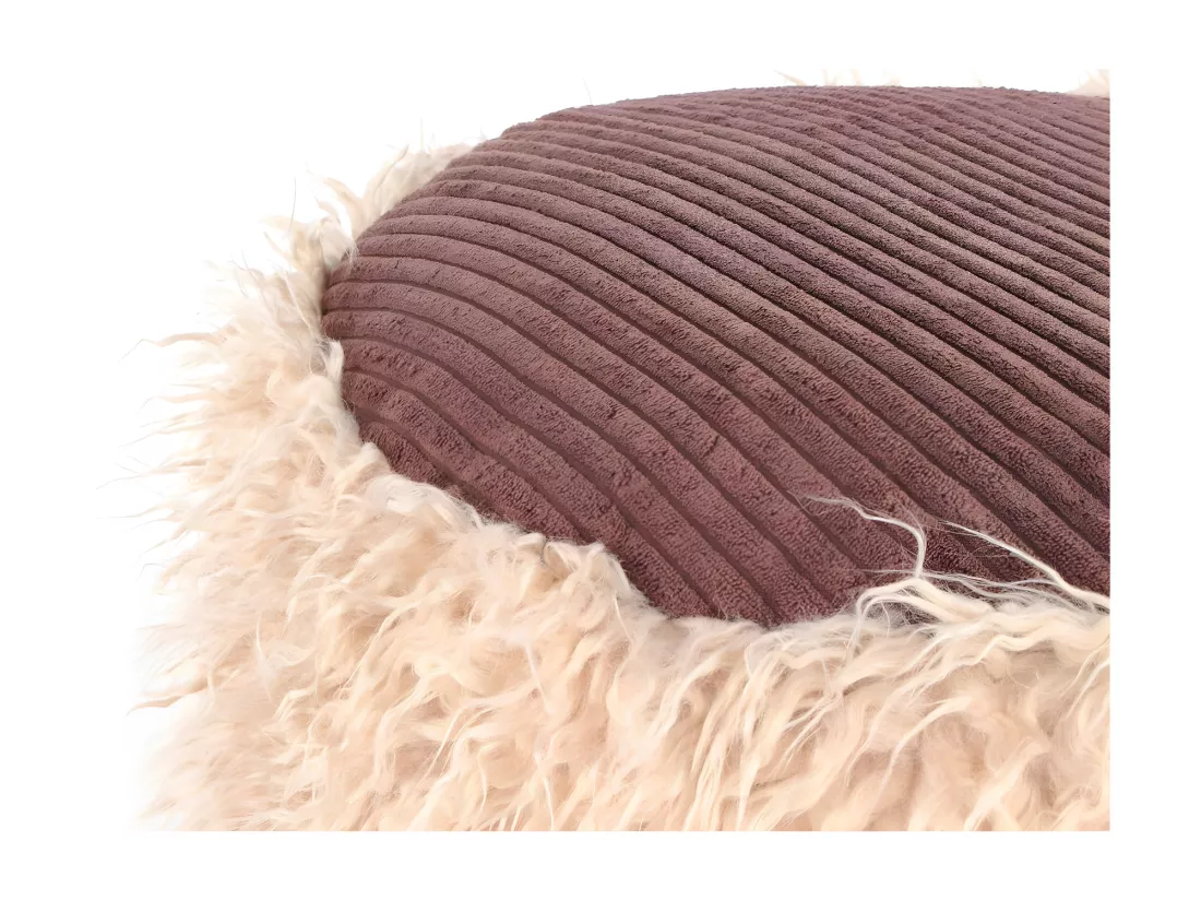 Pouf Rond Imitation Fourrure 