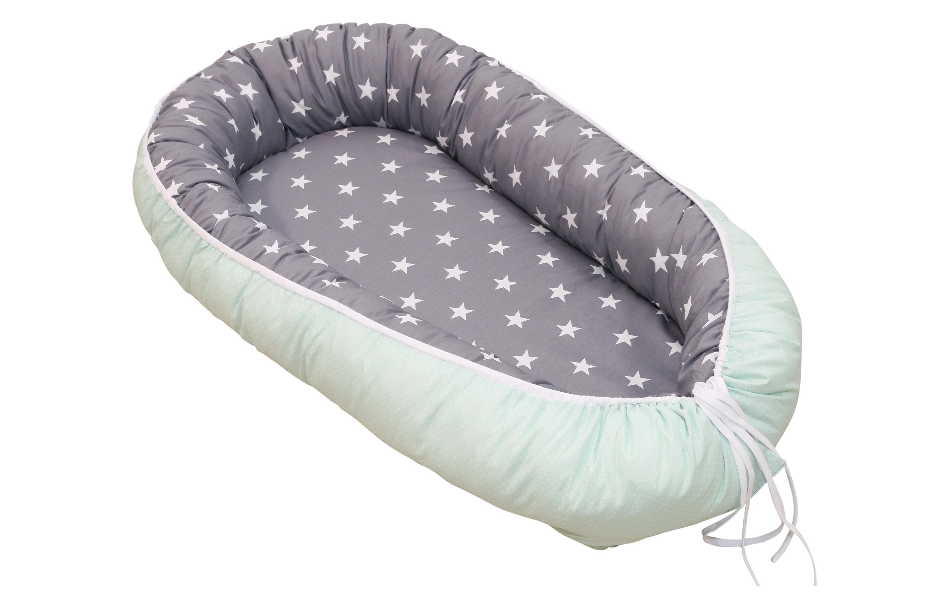 Babynest Sterne Mint/GrauBabynest mit Sternen, mint