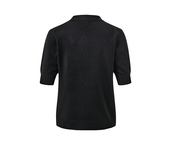 Feinstrick-Poloshirt, schwarz
