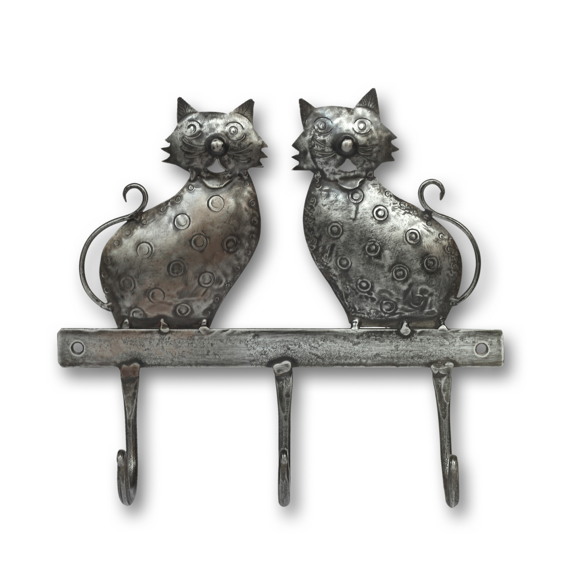 3er Wandhaken 'Katzen', Metall, B 23 cm, H 20 cm, T 4 cm von fischer's lagerhaus