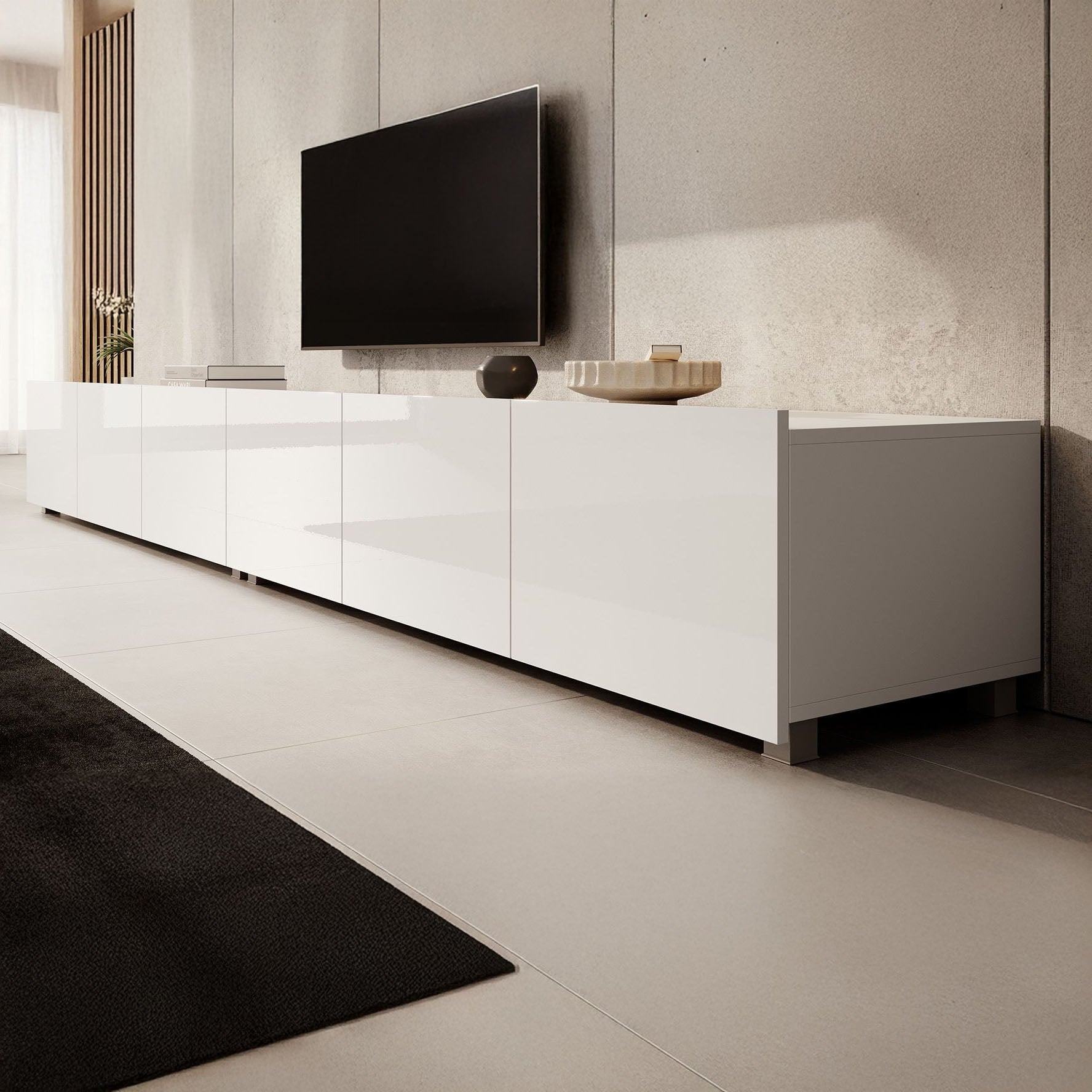 Calabas - TV-Meubel met 6 deuren - Wit - 300x43x37 cm