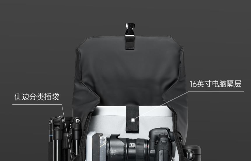 Wavecho - Eenvoudige cameratas van imitatieleer met gesp en klep