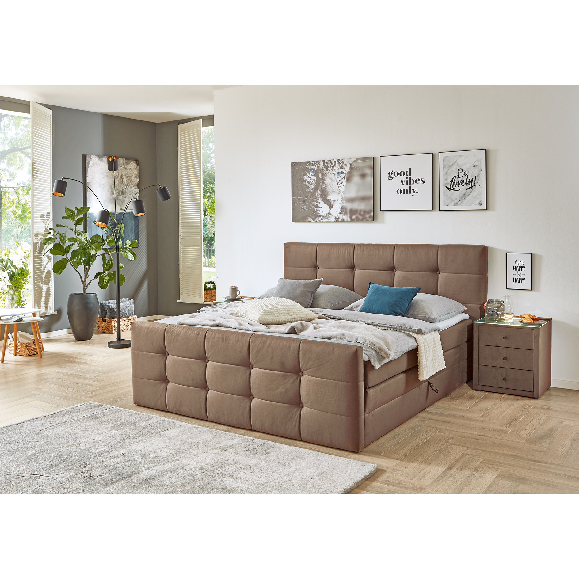 Boxspringbett - capuccino - 180x200 cm - inklusive Topper