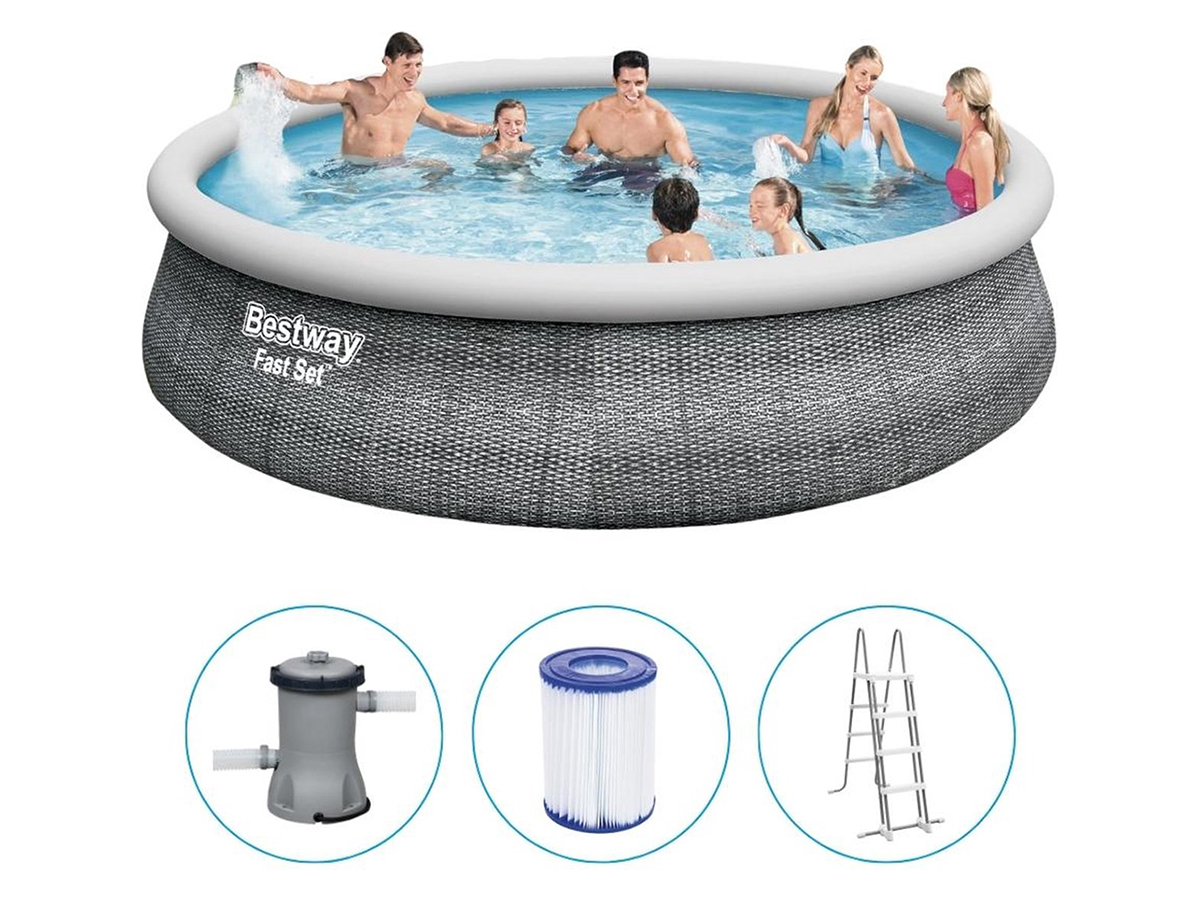 Bestway Fast Set Ø457 cm rotan zwembad met pomp en trap
