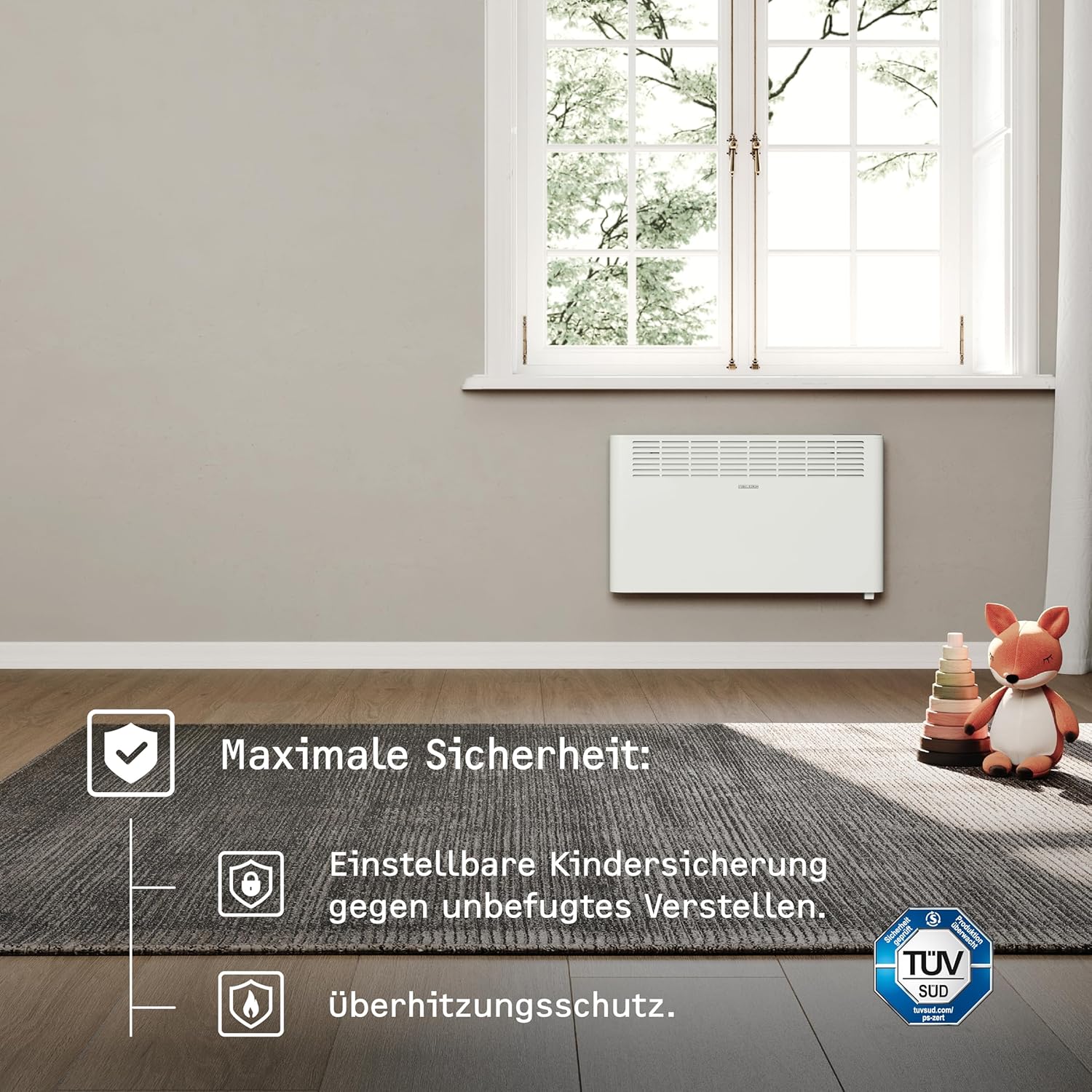STIEBEL ELTRON Wandkonvektor CNS 2000 Plus LCD, 2 kW für ca. 25 m², TÜV geprüft, LC-Display, Wochentimer, Elektroheizung energiesparend, Weiß, 205857