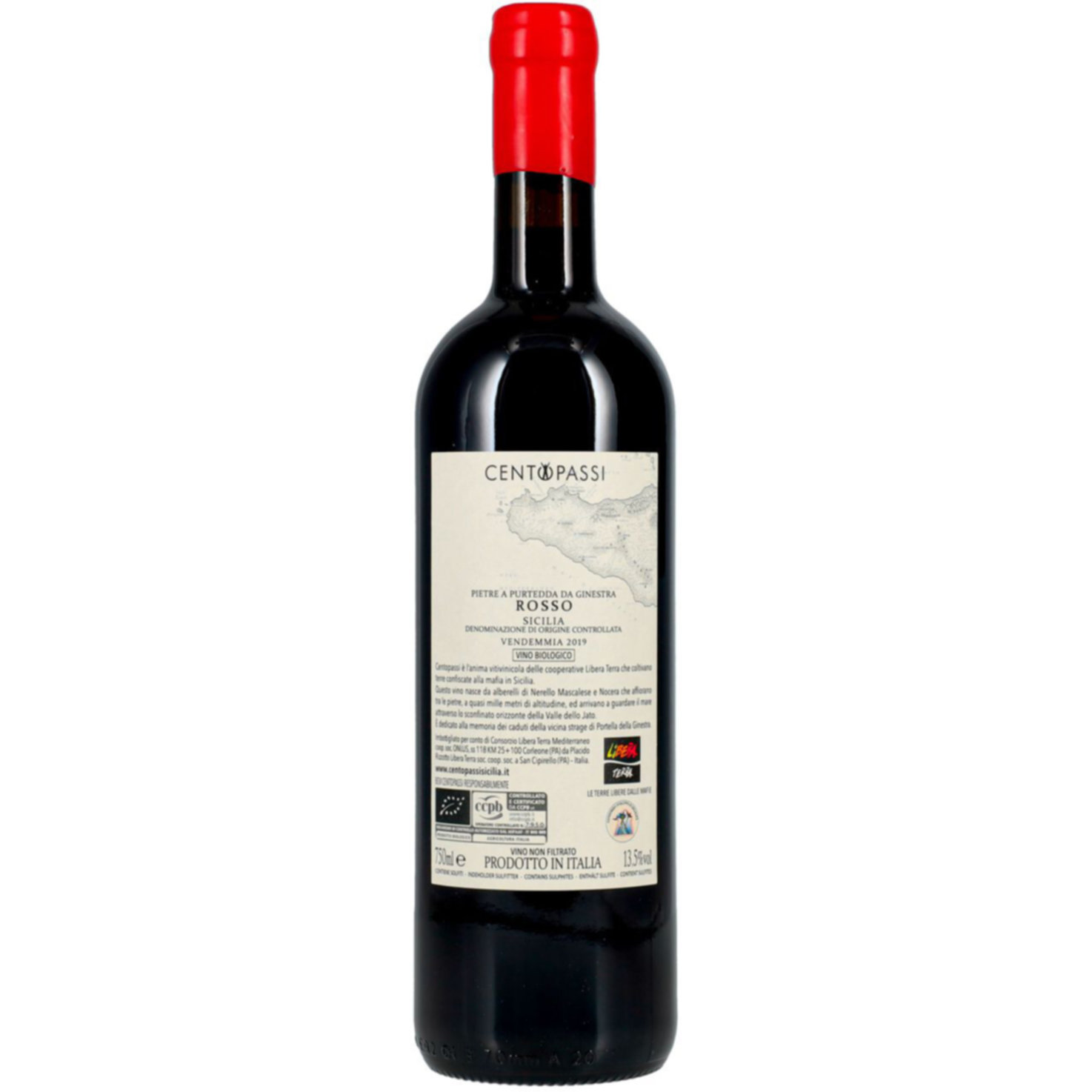Sicilia DOC Bio Pietre a Purtedda da Ginestra Centopassi - Libera Terra -75cl