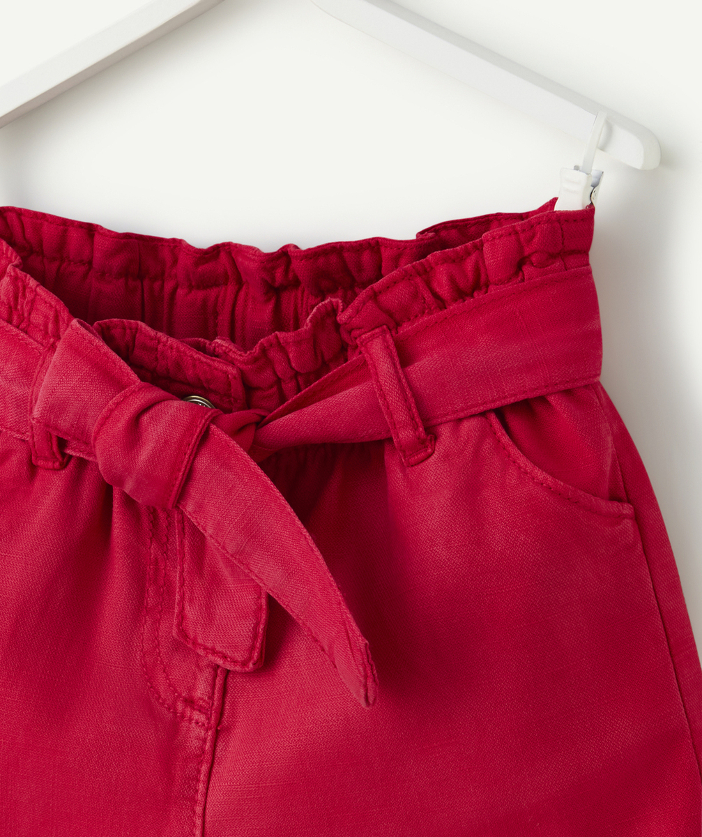 short bébé fille en viscose responsable rouge avec ceinture
