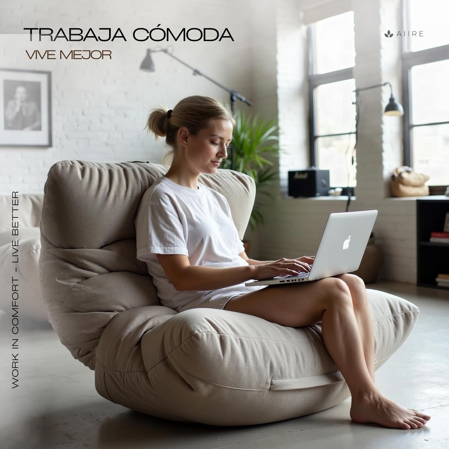 Aiire Relaxo Sitzsack XXL für Kuschelecke - Bean Bag Design mit Füllung - Riesen Sitzsäcke Erwachsene, Sitz Sack Flauschig - Bodenkissen Grob, Bodenstuhl, Bodensessel Grau