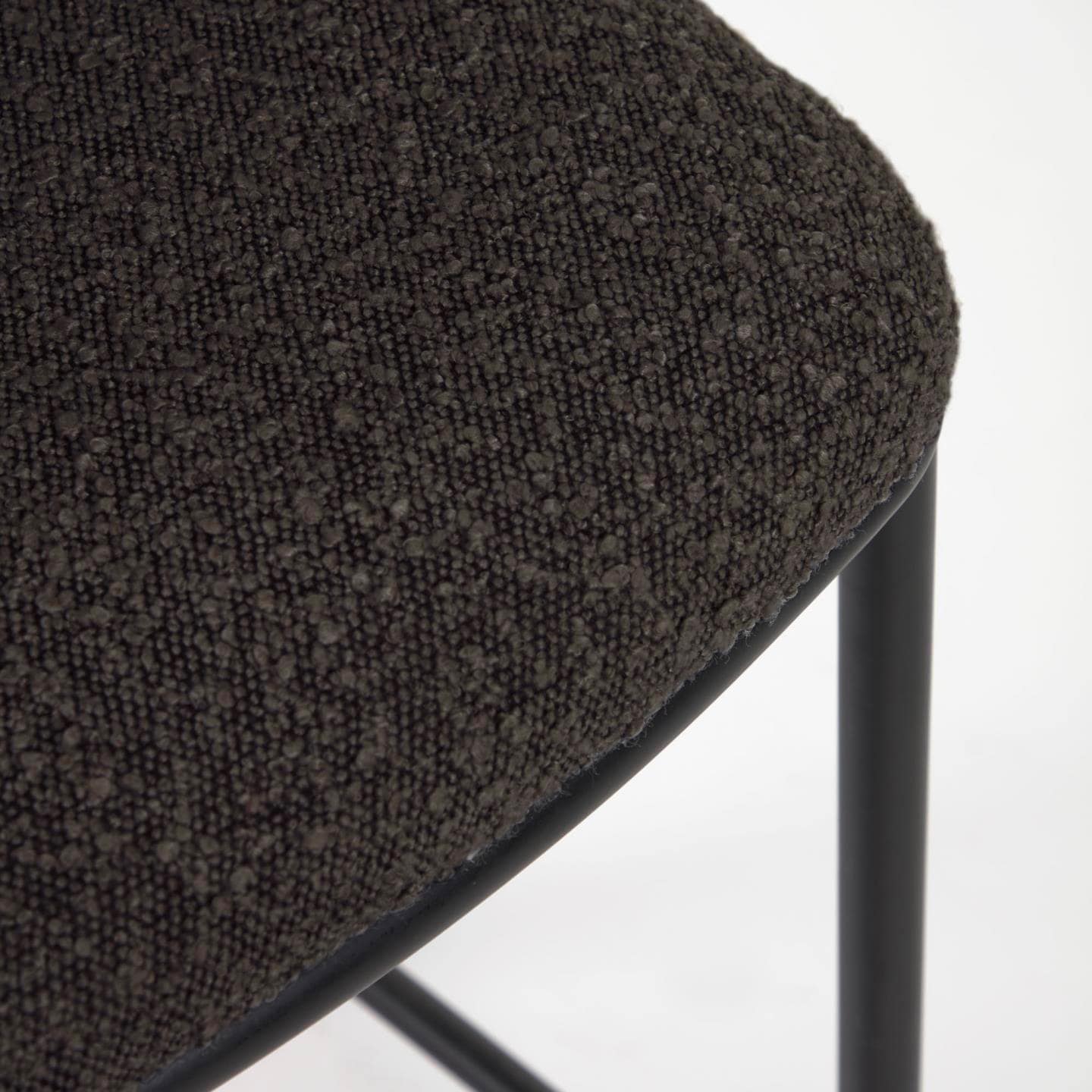 Kave Home Barhocker CISELIA Bouclé schwarz/Metall schwarz
