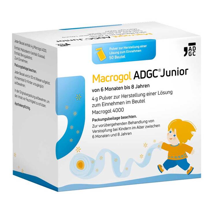 Macrogol ADGC Junior 6 M-8J 4g Pulver zur H.e.L.zum Einnehmen , 50 St