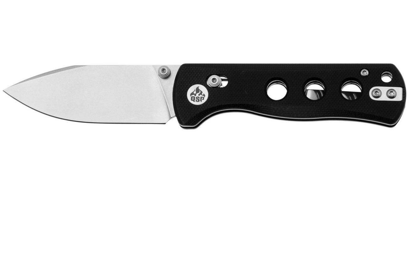 QSP Knife Canary Glyde 150GL-A1 Stonewashed 14C28N, Black G10, zakmes