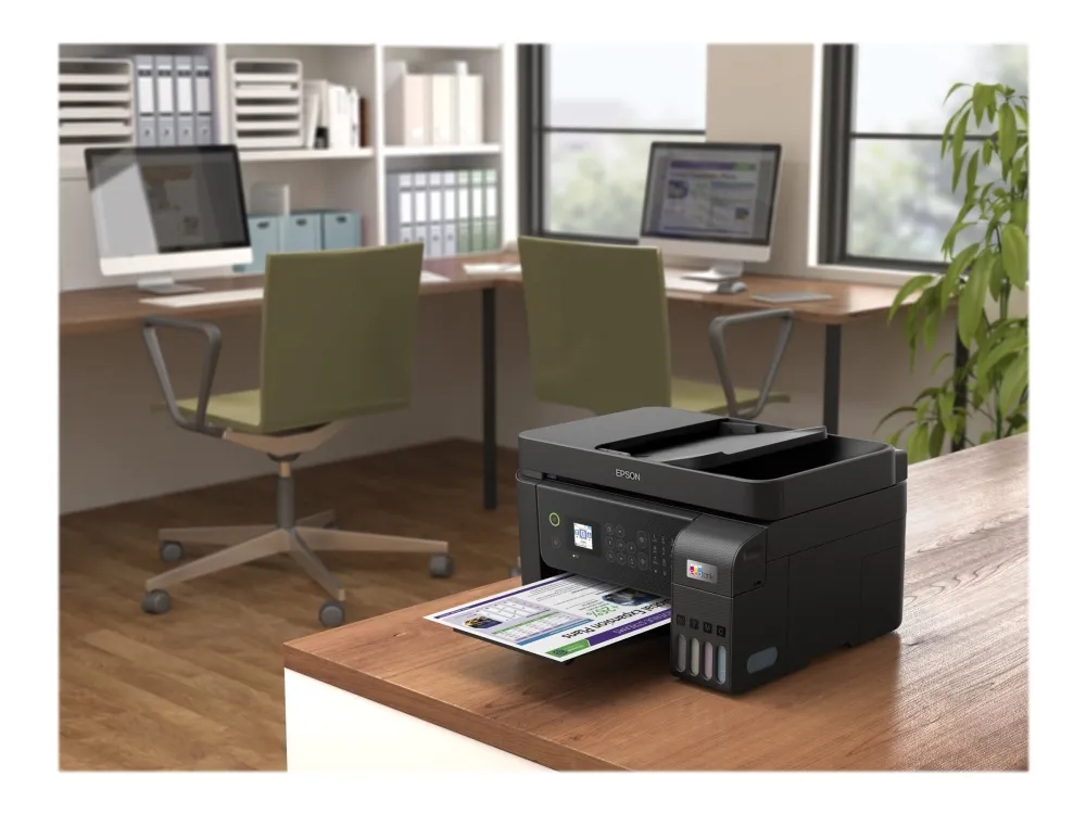 Epson EcoTank ET-4800 - Multifunktionsprinter - farve - blækprinter - kan genopfyldes - A4 (medie) - op til 10 spm (udskriver) - 100 ark - 33.6 Kbps - USB, LAN, Wi-Fi - sort