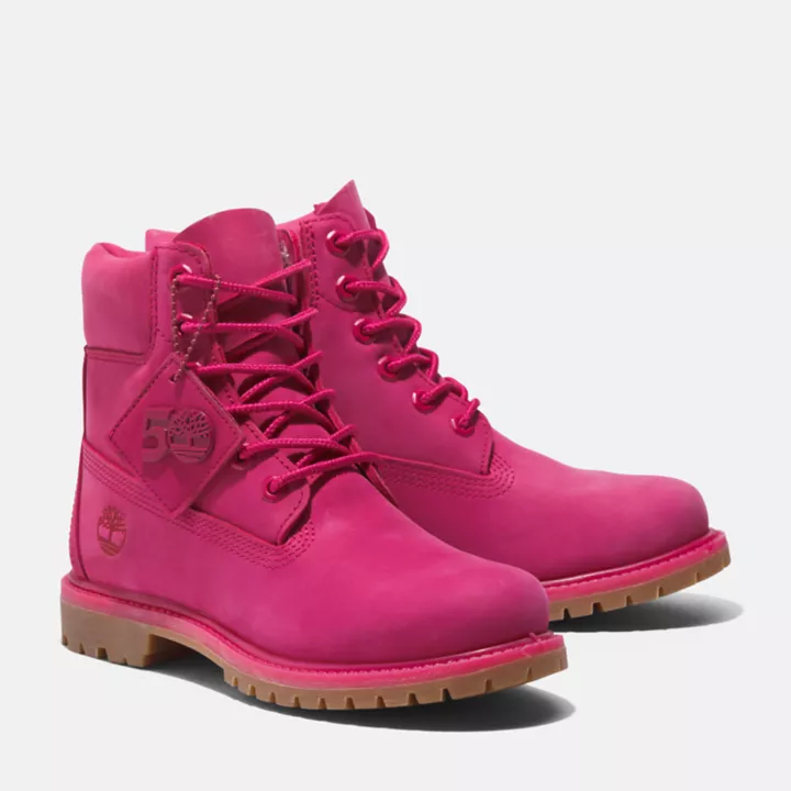 Timberland 50th Edition Premium 6-Inch Boot imperméables pour femme en rose foncé