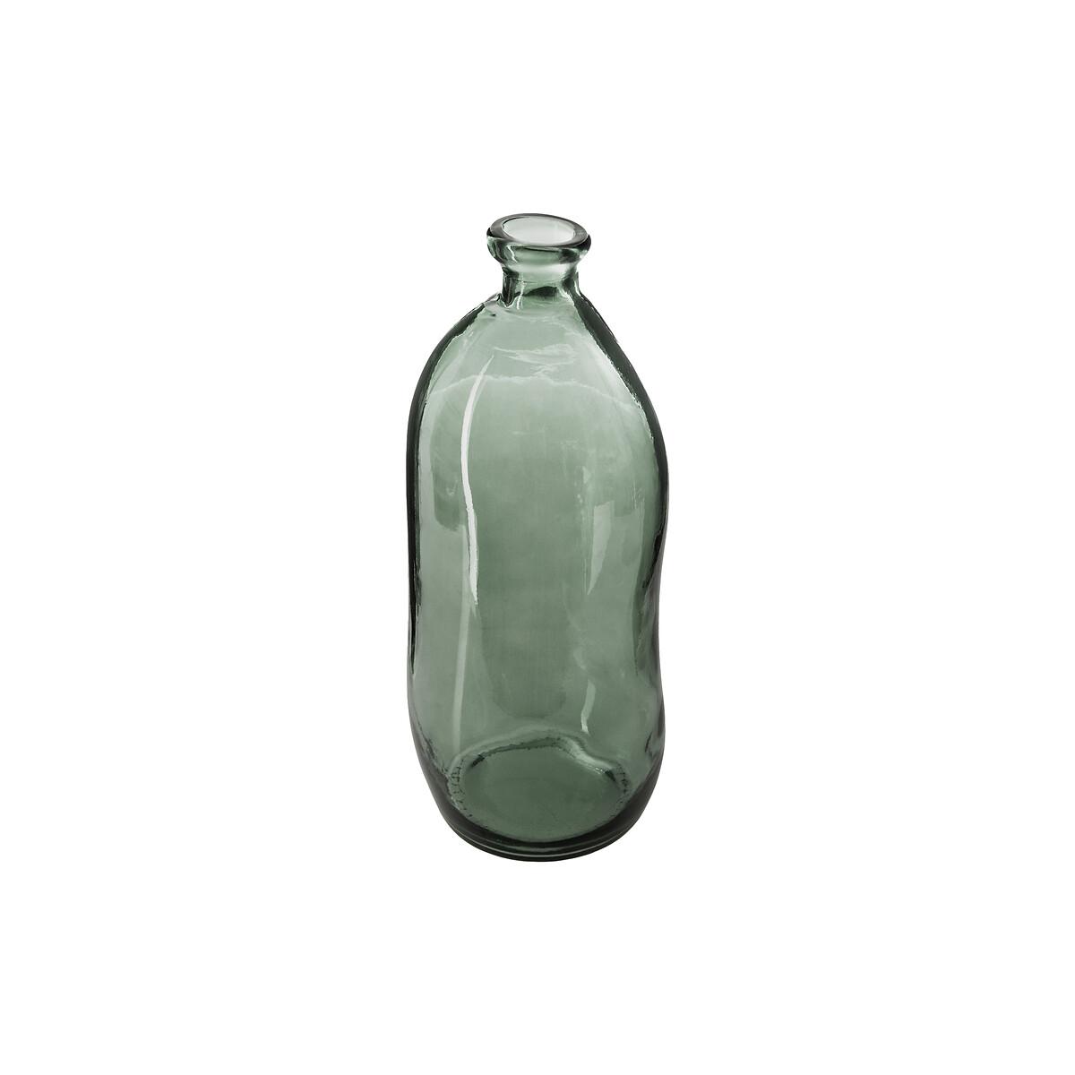 VASE BOUTEILLE VERRE RECYCLE KAKI H.35CM