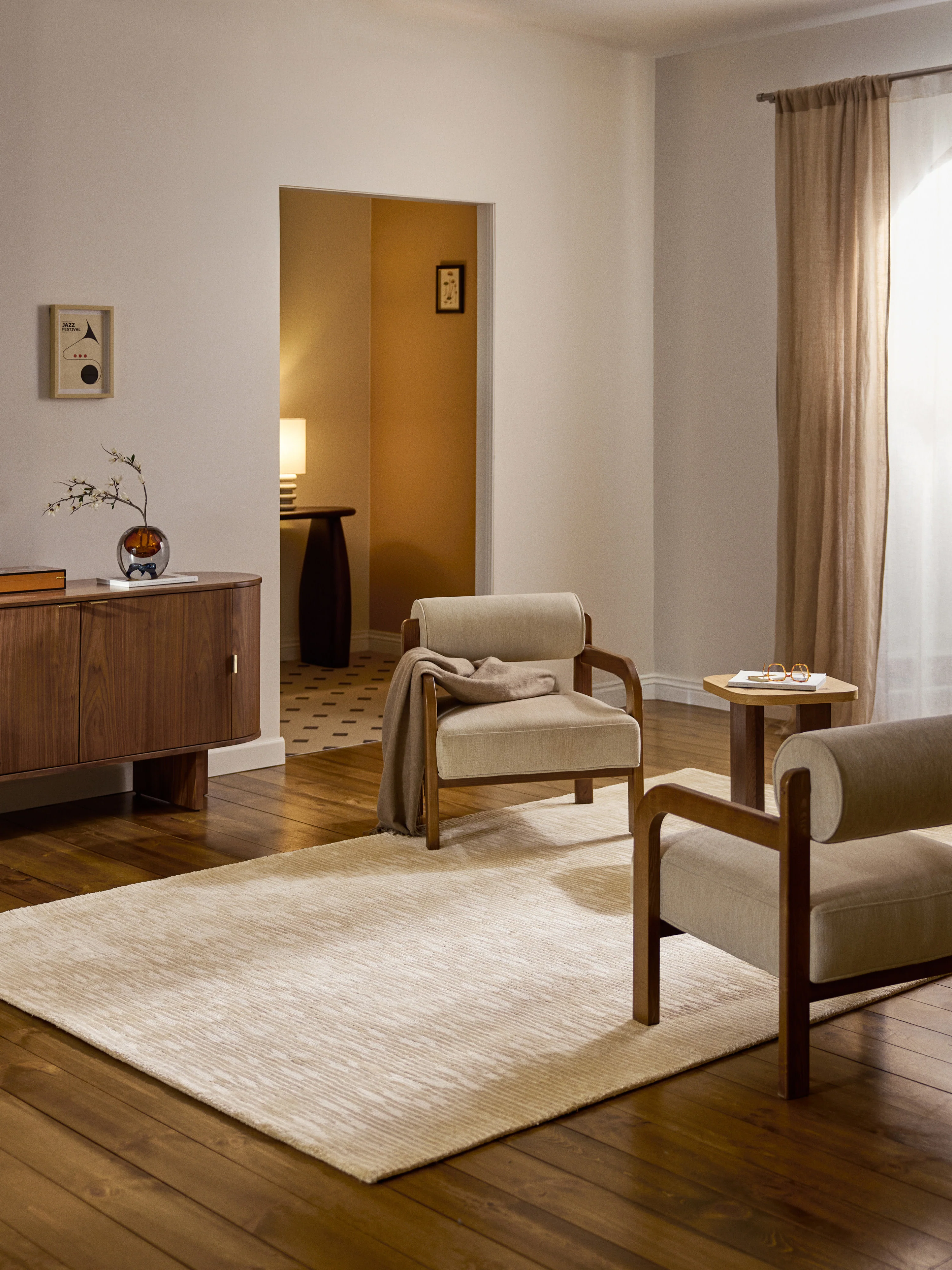 Handgeweven lyocell vloerkleed Oriana