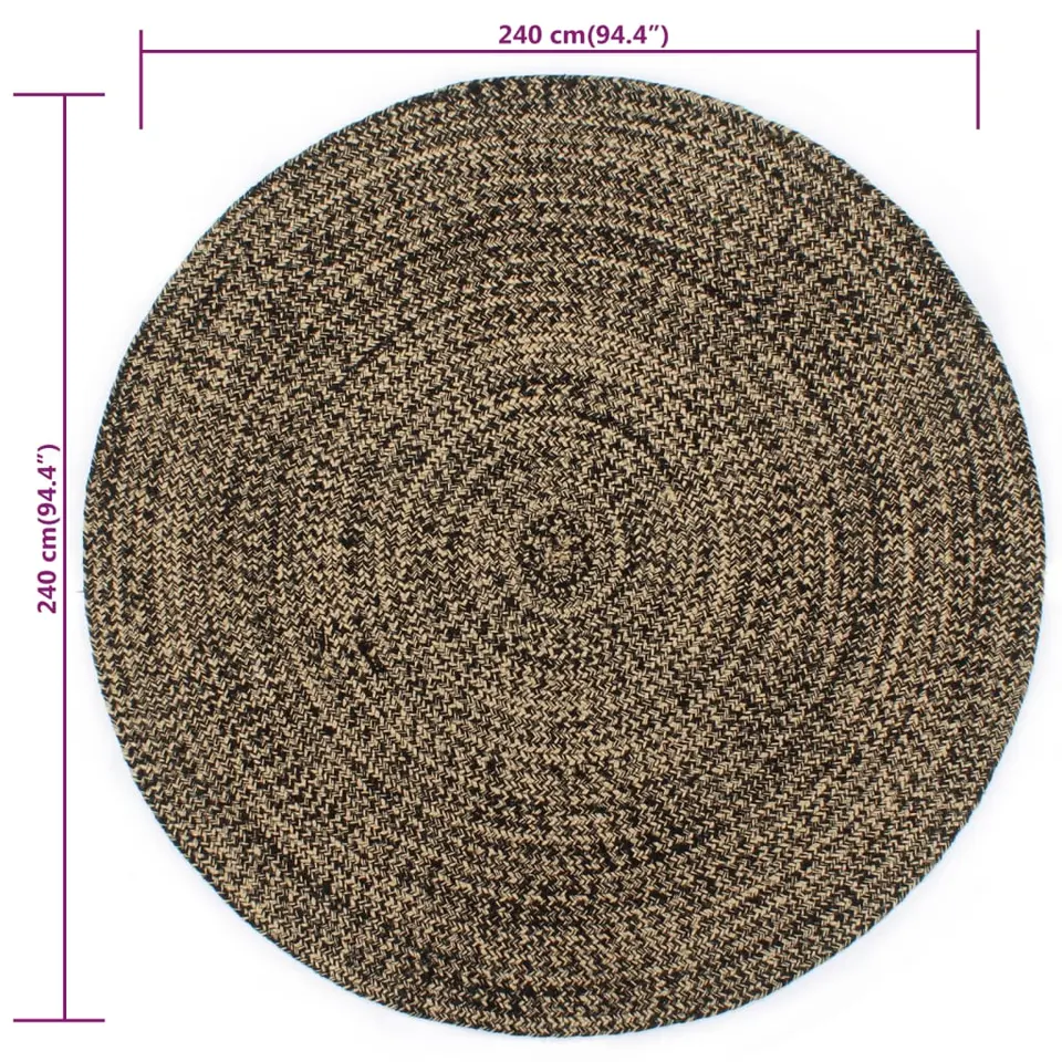 vidaXL - Vloerkleed - Zwart - Jute