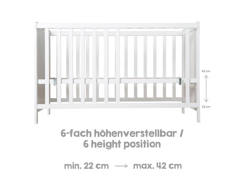 roba Beistellbett Hamburg weiss 60 x 120 cm Höhenverstellbares Baby- und Beistellbett