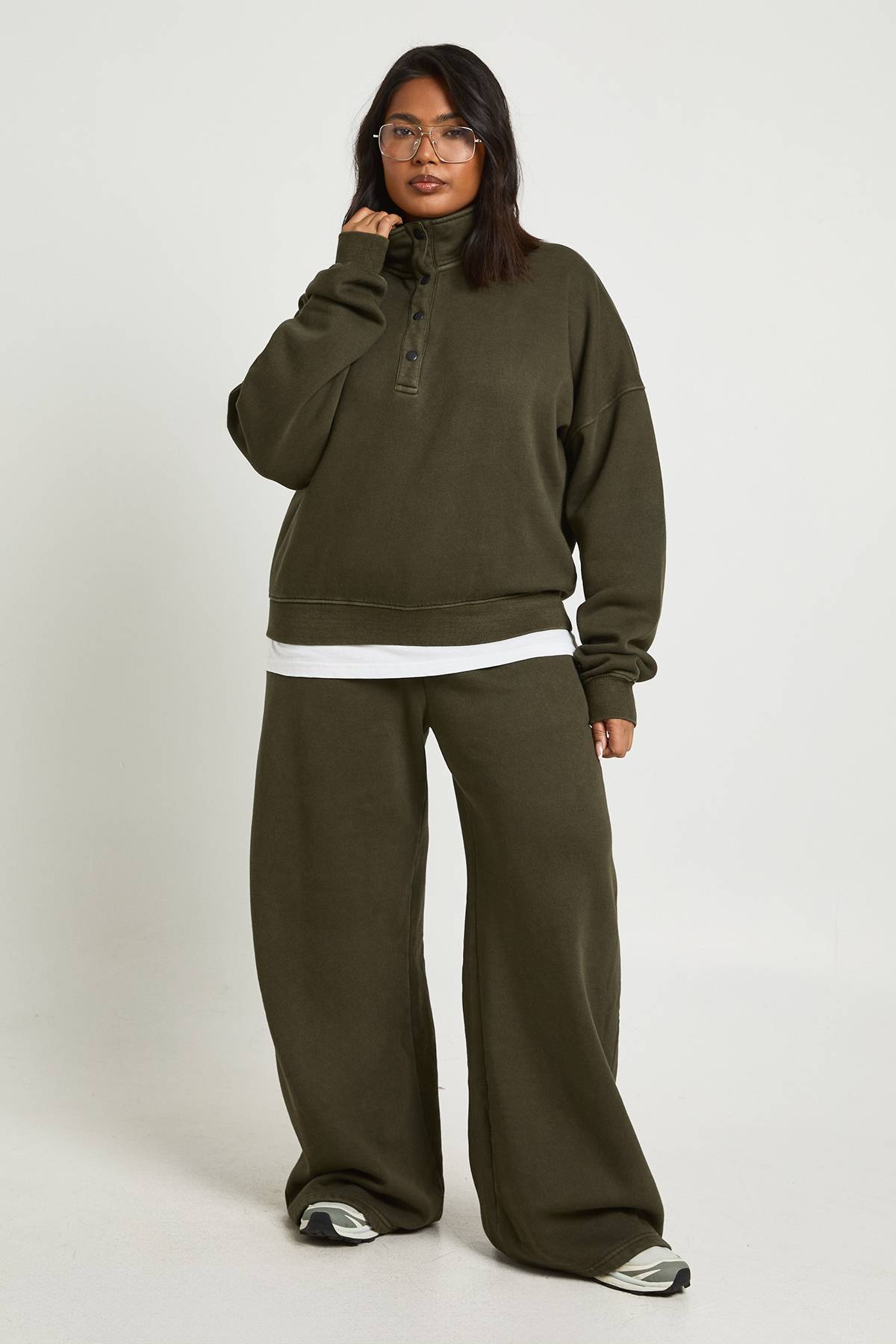 boohoo Ensemble de Survêtement Sweatshirt Col Montant Plus Délavé