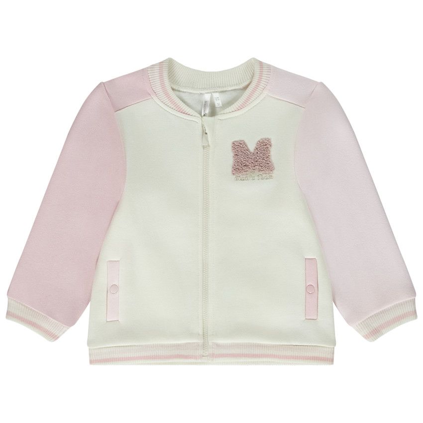 Veste teddy à patch bouclettes pour bébé fille - Rose