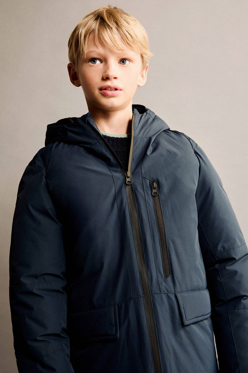 Mango Kids gewatteerde winterjas marine