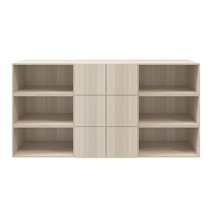 Buffet semi ouvert effet chêne 9 cases 6 portes GoodHome Atomia H. 112,5 x L. 225 x P. 37 cm