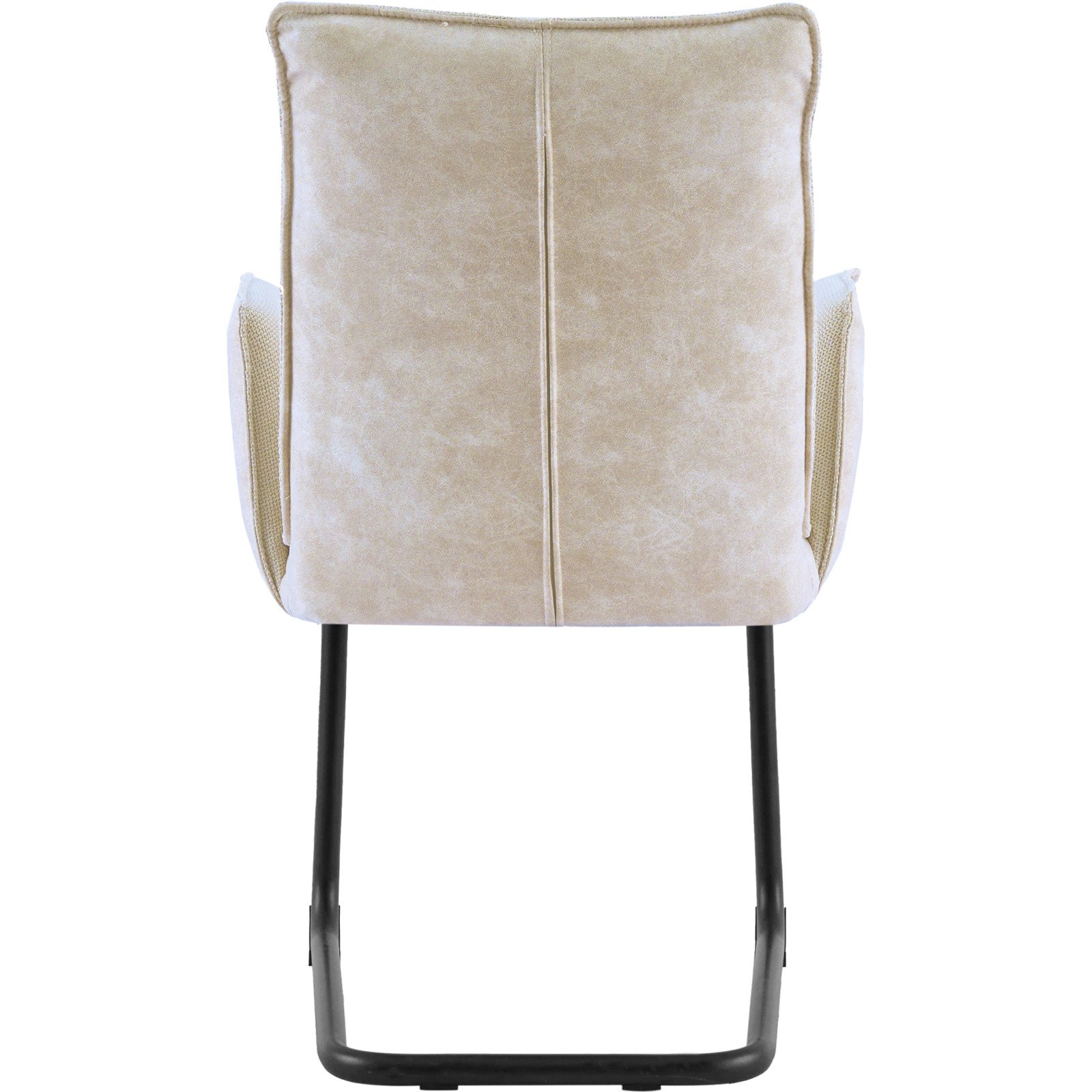 Freischwingerstuhl mit Armlehne Lukas Kunstlederoptik/Stoff beige, Gestell Metall schwarz