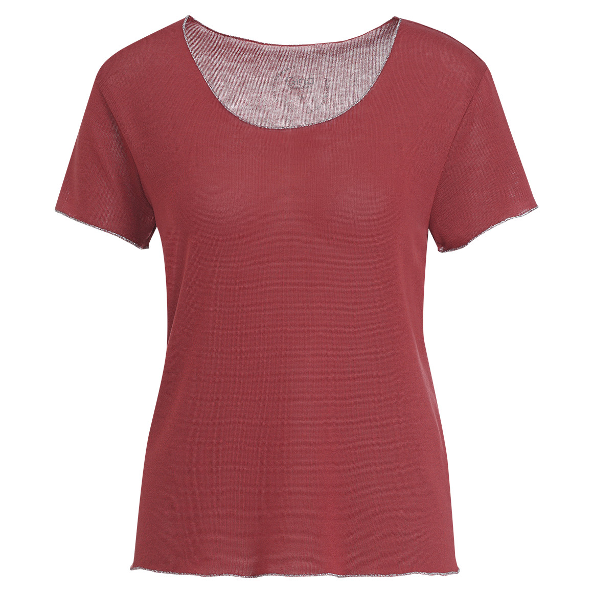 Gina Collection Damen T-Shirt mit glänzender Abschlussnaht dunkelrot