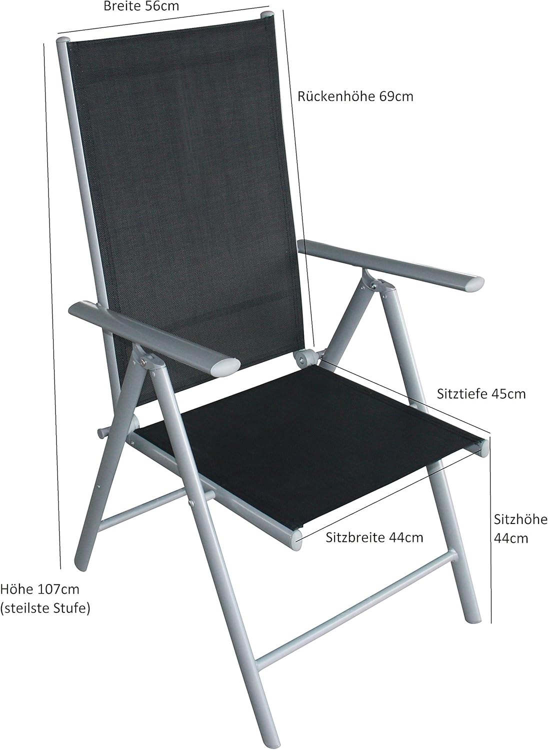 DEGAMO Gartengarnitur Marina 9-teilig, 8X Hochlehner und 1x Ausziehtisch Aluminium mit Glasplatte 180/240x100cm, Outdoor