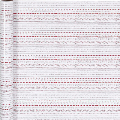 Gavepapir - Doodles - Rød Hvid - B 70 CM - 80 G - 4 M