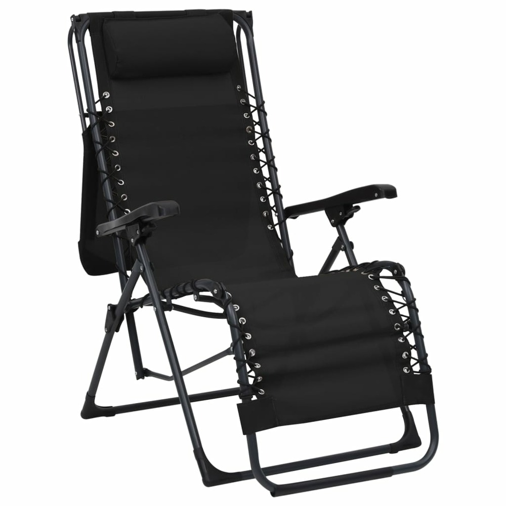 Chaise pliable de terrasse textilène noir