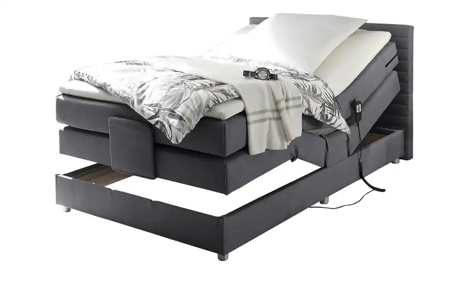 Boxspring-Motorbett Carmen Dunkelgrau 90 cm