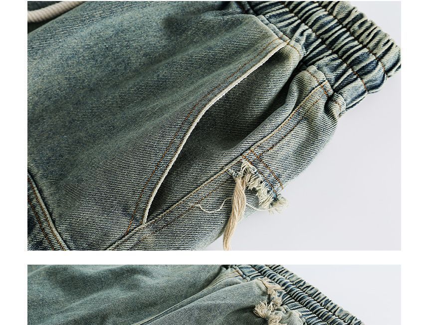Sagidolls - Denim overhemd met middelhoge taille en geborduurde letters op de zak