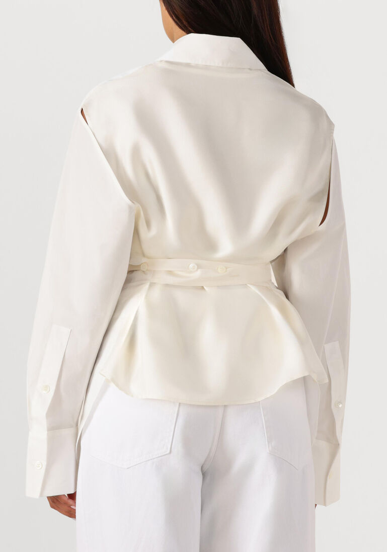 witte rohe blouses poplin silk combined gilet shirt