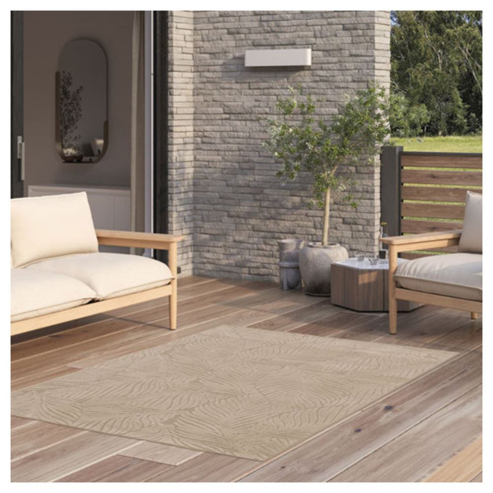 Tapis intérieur et extérieur en relief - lauria - beige - 200 x 290 cm