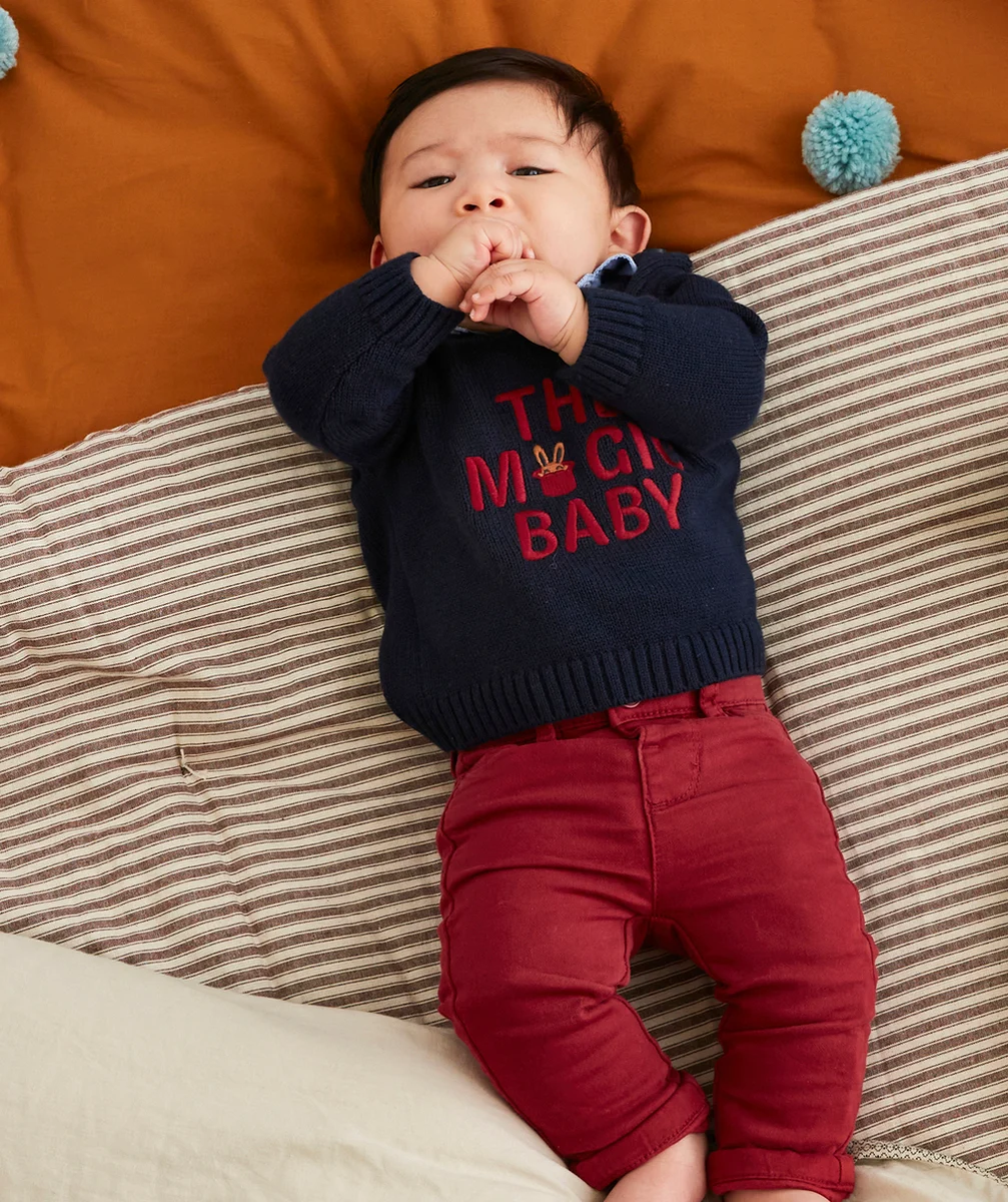 PANTALON CHINO ROUGE BÉBÉ GARÇON AVEC POCHES