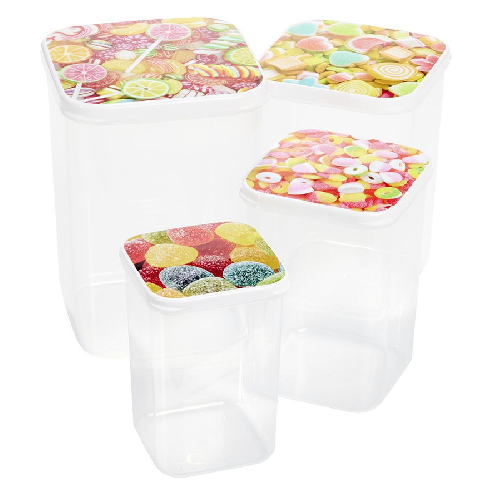 Boîte alimentaire transparent couvercle imprimé x4