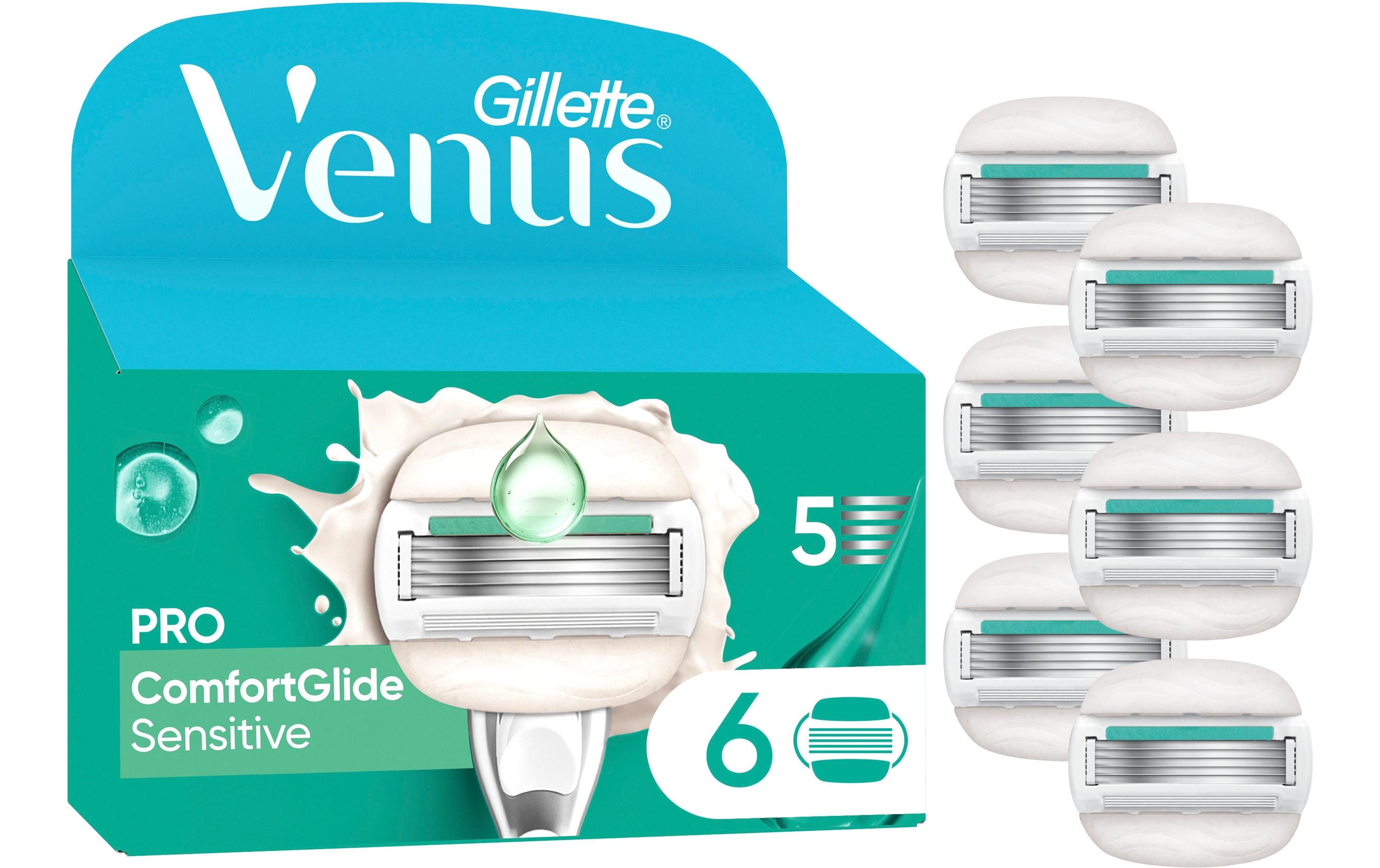 Rasierklingen Pro ComfortGlide Sensitive 6 StückErsatzklingen für Damen mit langlebigem Metallhandstück und Duschhalterung