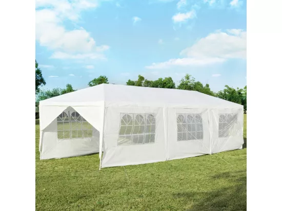 Tonnelle de Jardin Extérieur/Barnum 3x9m-27㎡ Tente de Réception Imperméable avec 8 Parois Amovibles