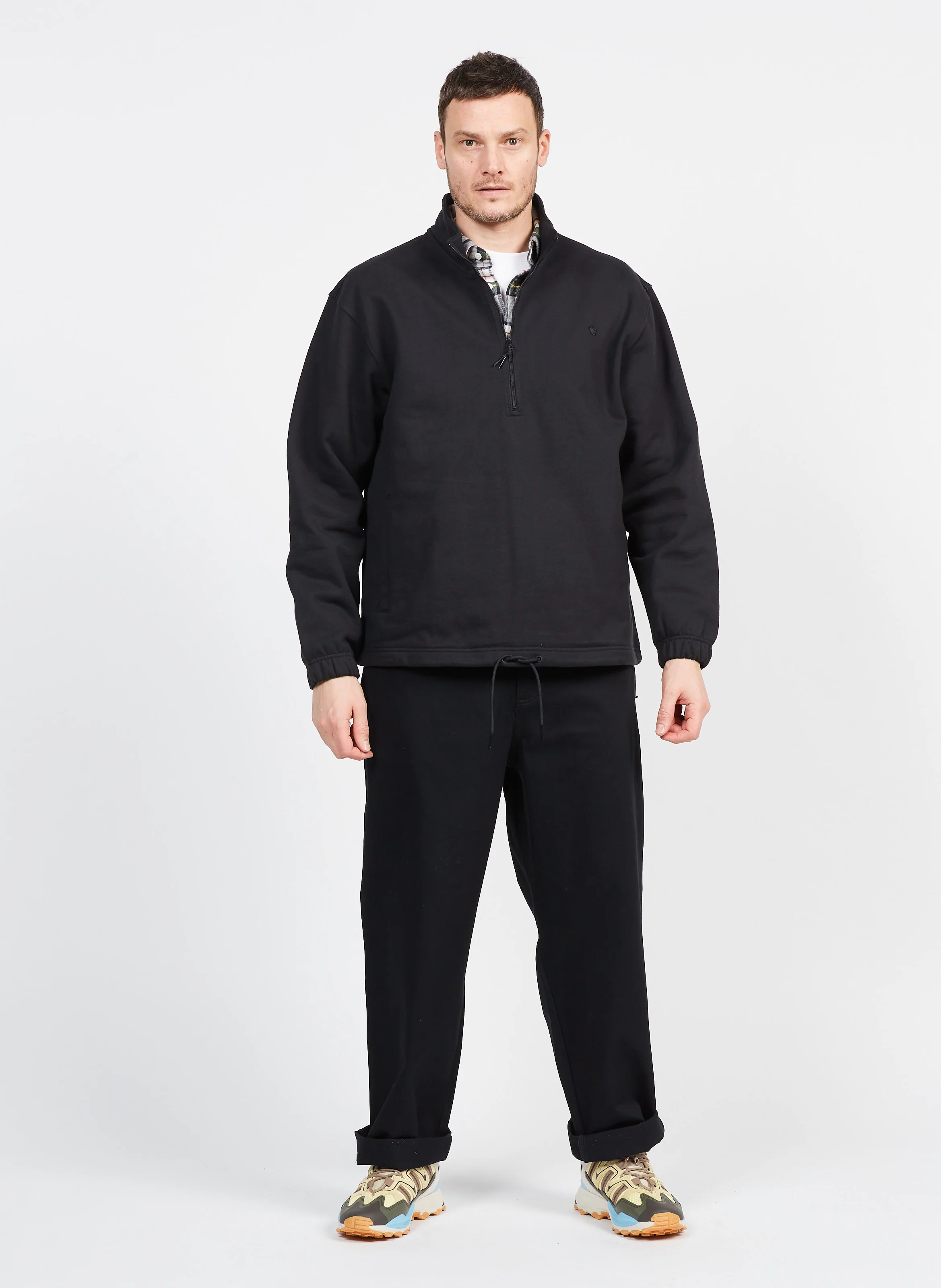 Pantalon large en coton| Noir