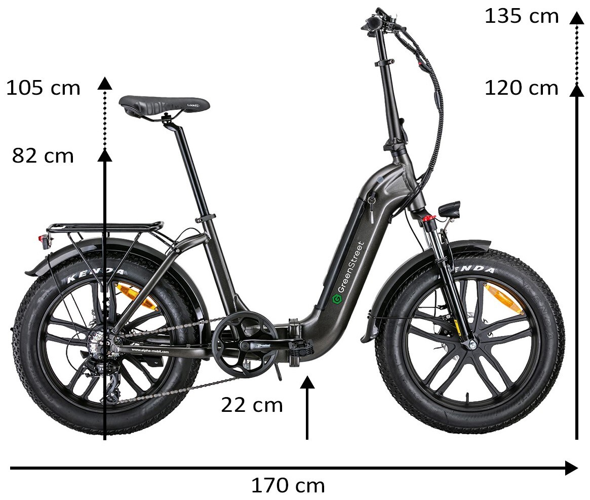 GreenStreet E-Bike Tiefeinsteiger Klapprad GS5 250 W 20 Zoll grau