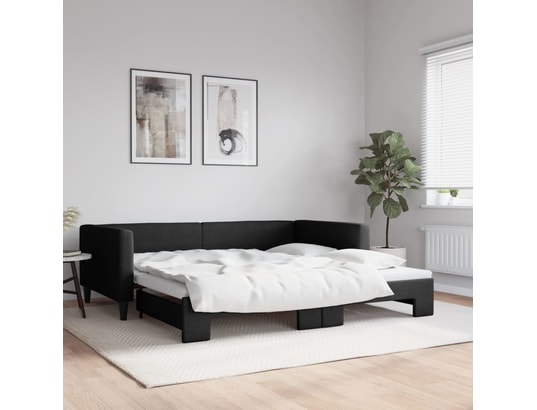 VIDAXL - Lit de jour avec lit gigogne noir 100x200 cm tissu