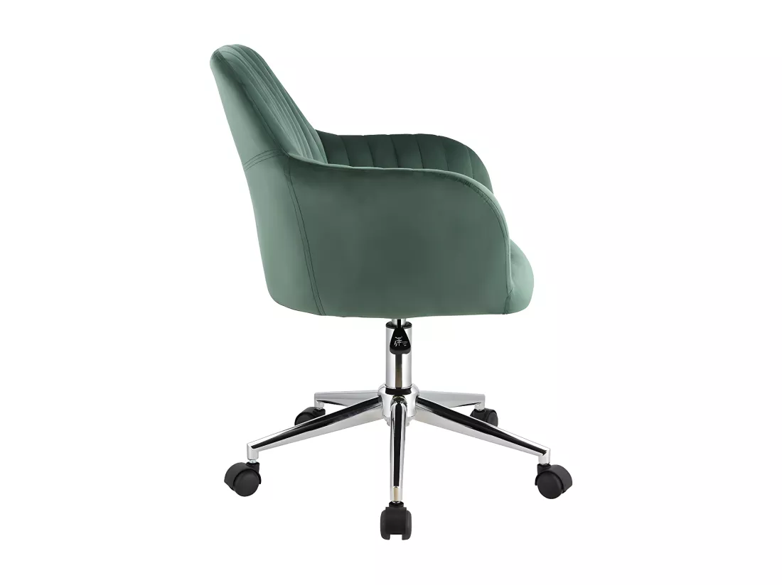 Chaise de bureau - Velours - Vert - Hauteur réglable - ELEANA