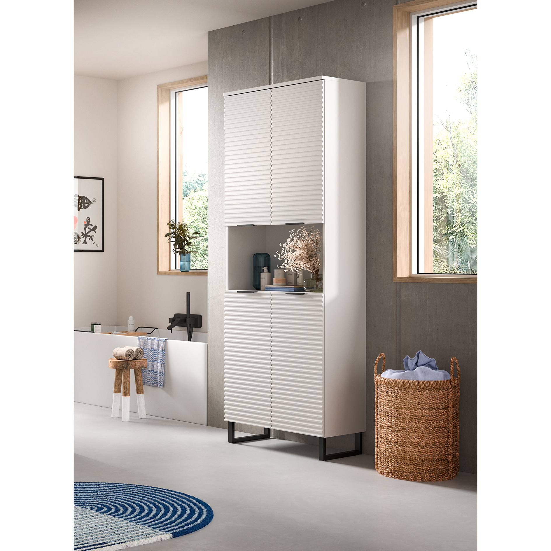 Hochschrank RIFF - weiß - 193 cm hoch