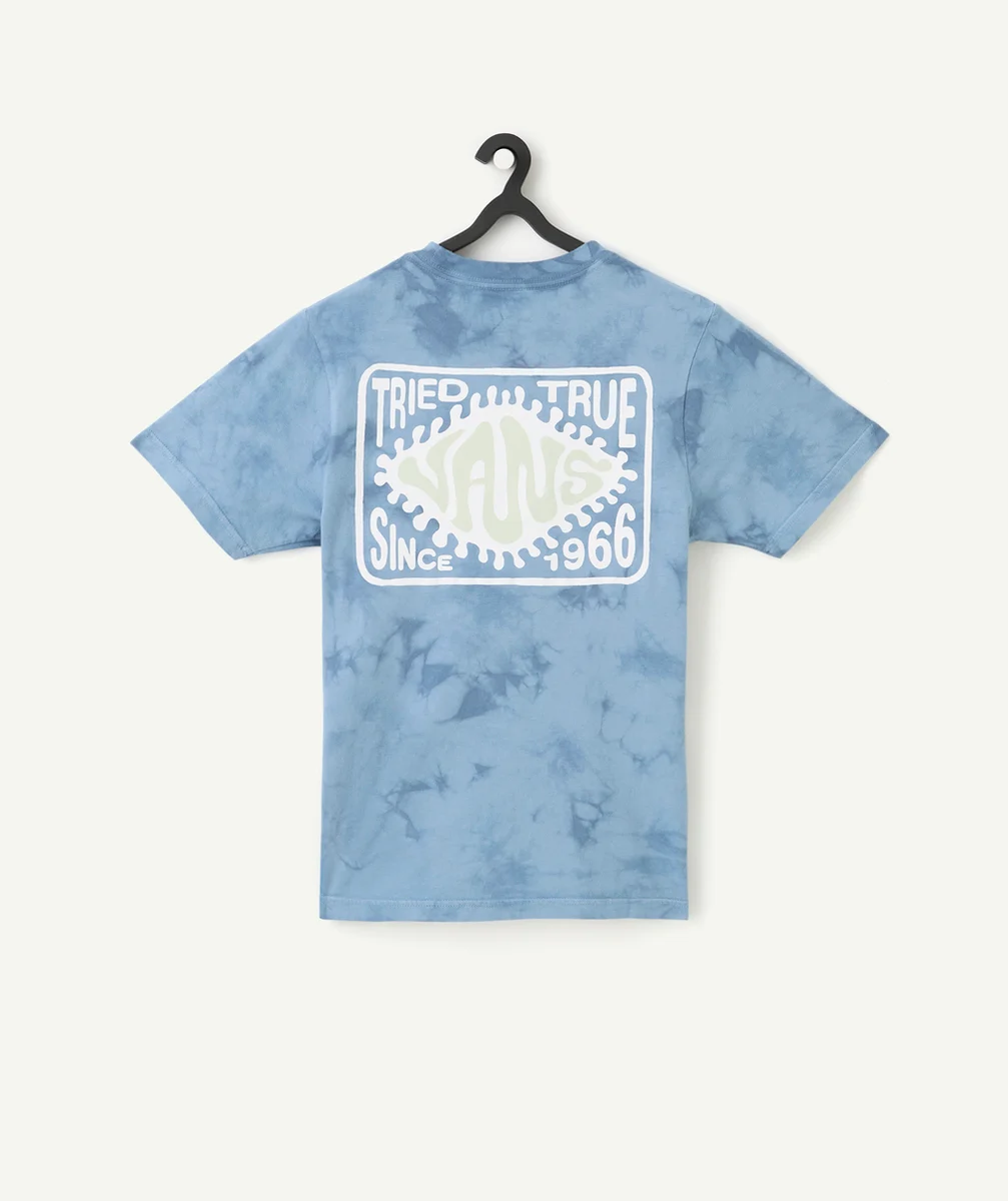 VANST-SHIRT GARÇON EN COTON BLEU DÉLAVÉ TRIED AND TRUE AVEC LOGO