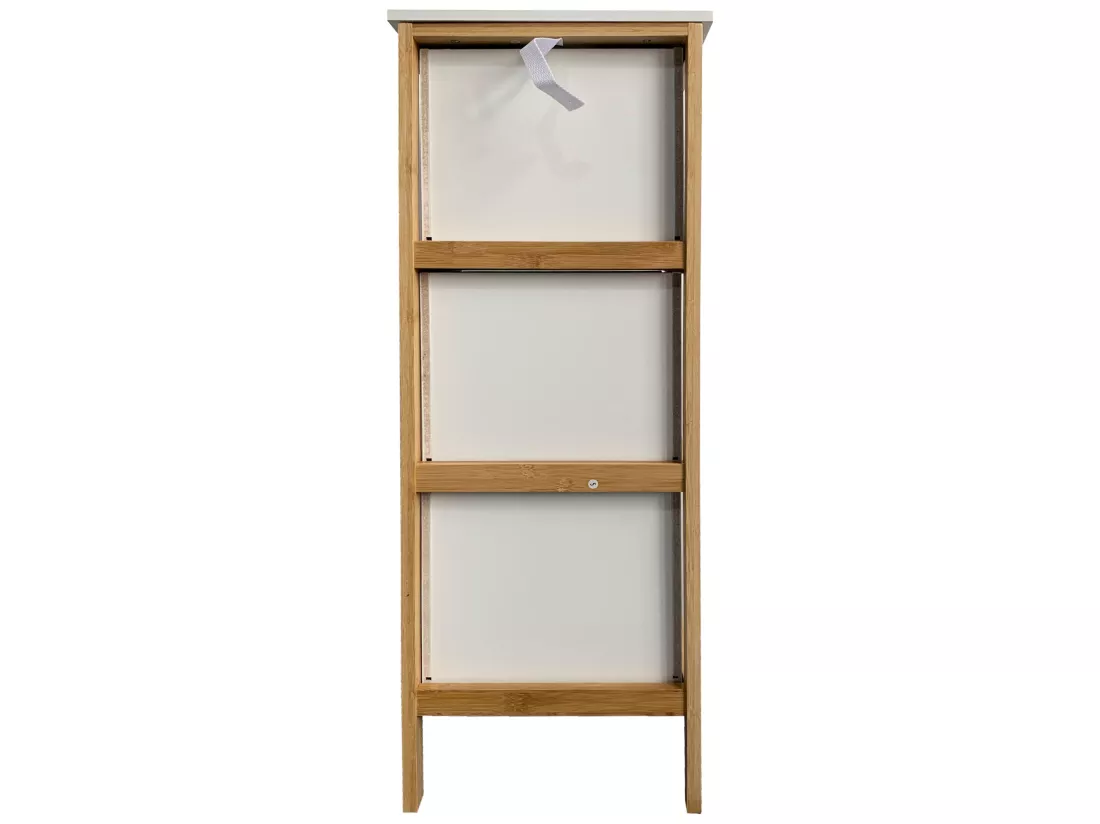 Commode de salle de bains 3 Tiroirs Mdf Bois Blanc Bambu
