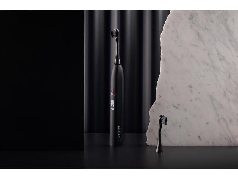 CURAPROX Schallzahnbürste Black is White Hydrosonic Elektrische Zahnbürste in Matt-Schwarz