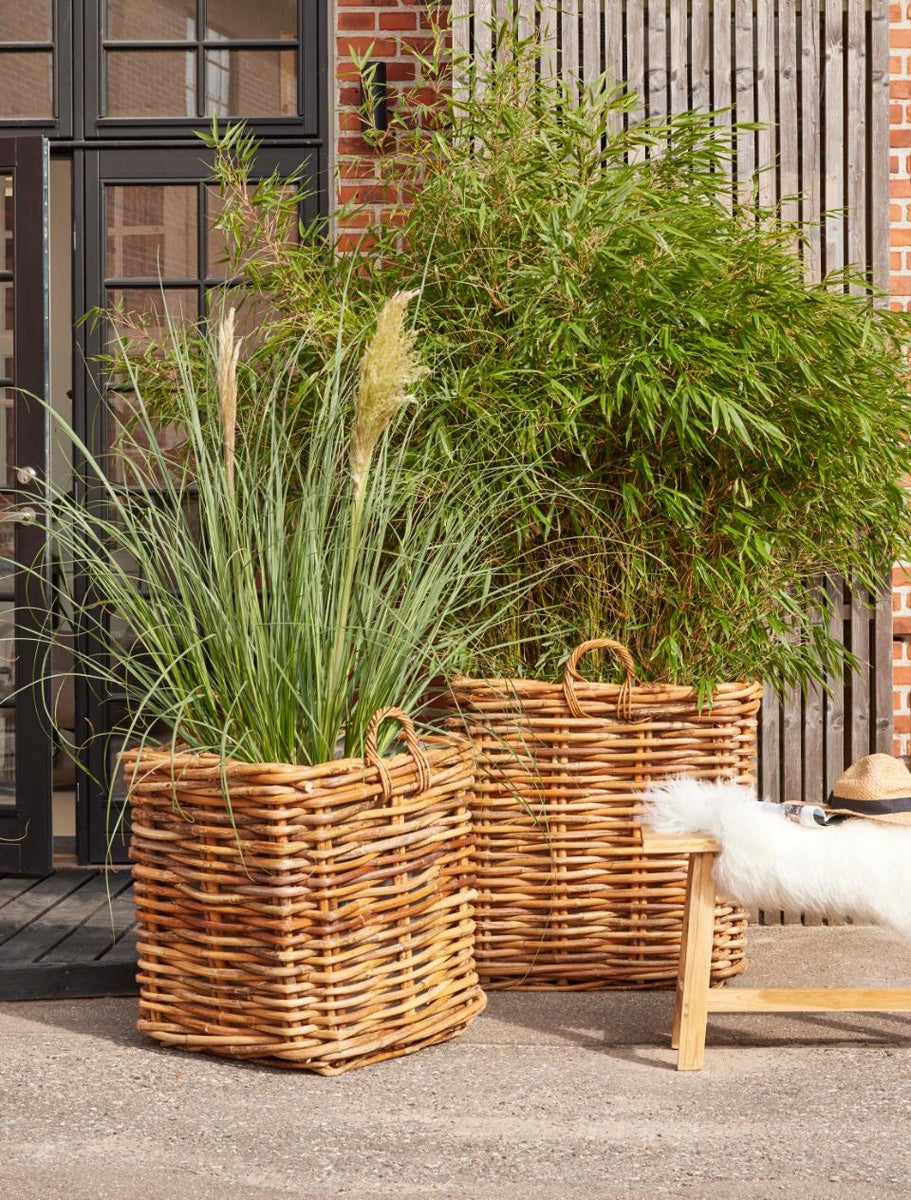 Giga Living - Rotan Mand Vierkant - Grijs Rotan - Set Van 2 - Calais